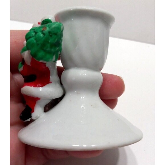 2 Candle Holders Santa Clause Taper Votive Christmas Vintage Taiwan - Picture 10 of 12